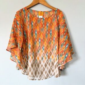 Ruby Rd Summer Poncho Blouse Size Petite Small